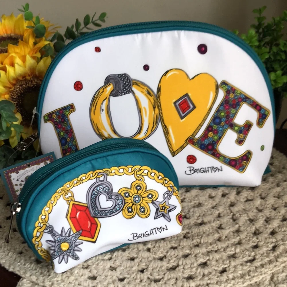 Brighton Charmed Love Design Cosmetic Jewelry Bag Duo